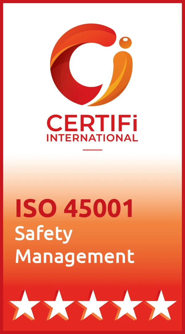 ISO 45001 Safety Management certified by Certifi International